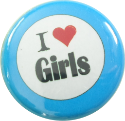I love girls Button blau - zum Schließen ins Bild klicken